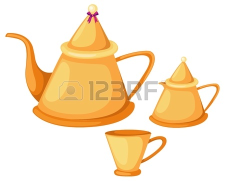450x362 An Illustration Of A Tray With Tea Set Including Teapot Sugar