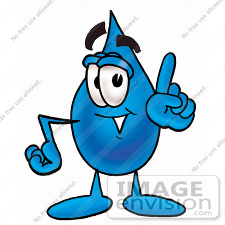 450x450 Clip Art Graphic Of A Blue Waterdrop Or Tear Character Waving His