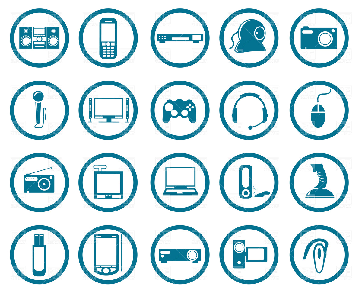 1200x960 Home Electronics Icons Royalty Free Vector Clip Art Image