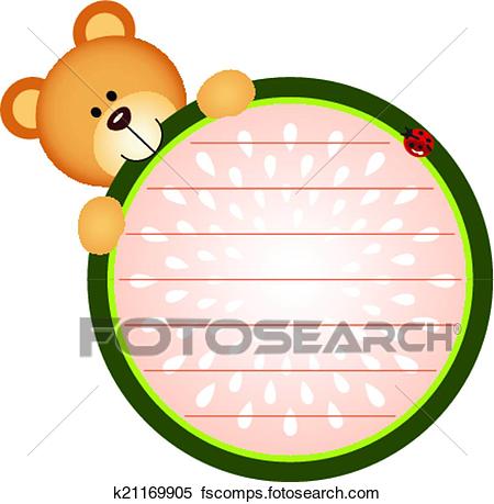 450x459 Clipart Of Label Teddy Bear Eating Watermelon K21169905