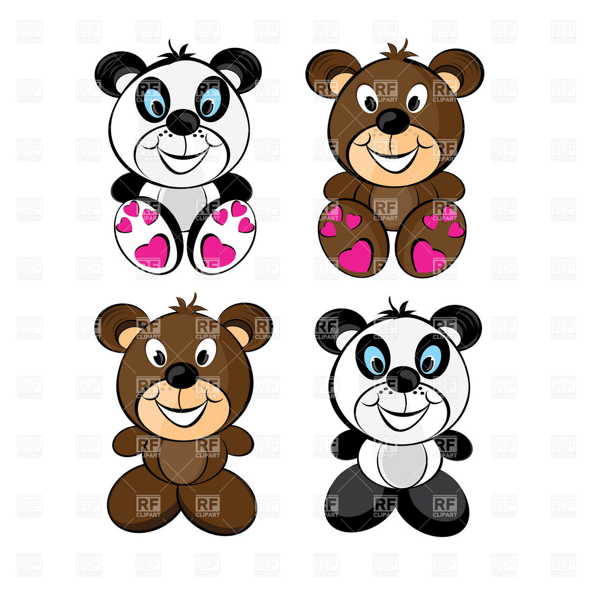 1200x1200 Teddy Bears Set Royalty Free Vector Clip Art Image
