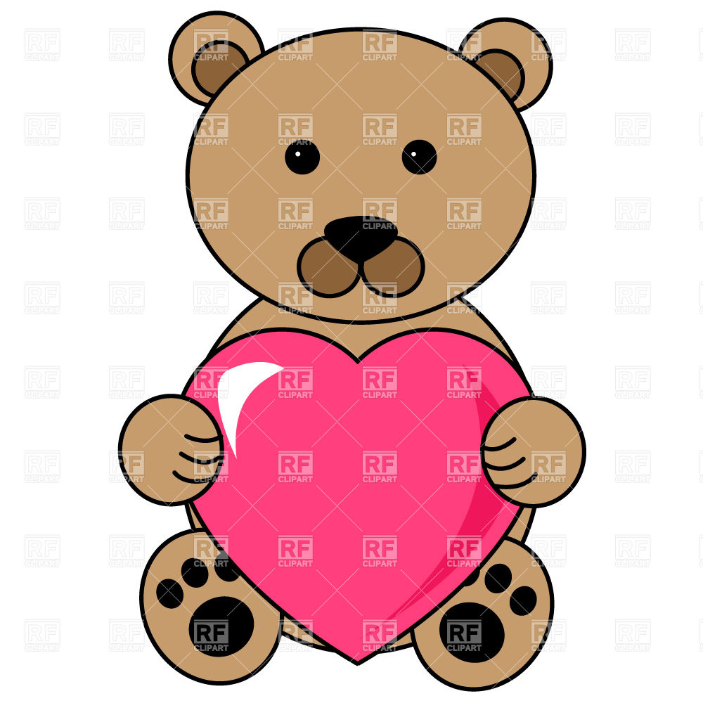 1000x1000 Two Teddy Bears With Red Heart Royalty Free Vector Clip Art Image