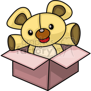 300x300 Royalty Free Teddy Bear In A Box 142564 Vector Clip Art Image