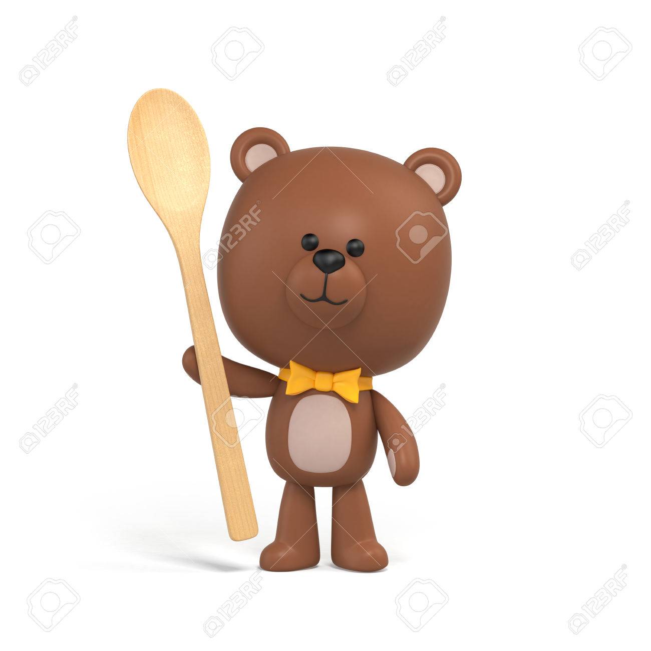 1300x1300 Chocolate Teddy Bear Holding Wooden Spoon, Illustration, Toy