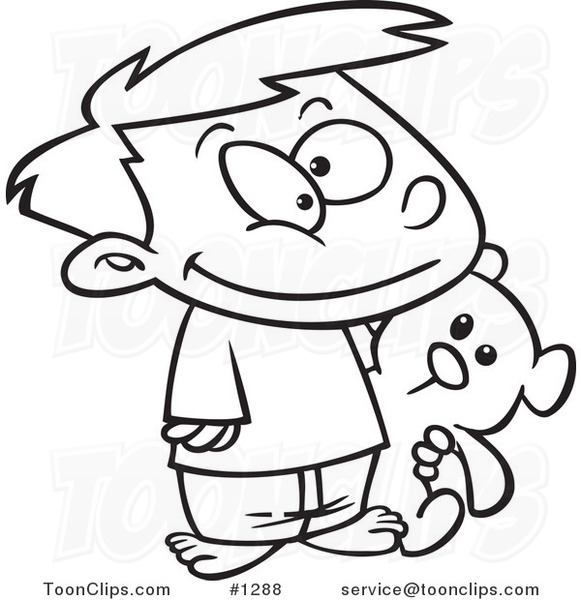 581x600 Cartoon Black And White Outline Design Of A Happy Boy Carrying His