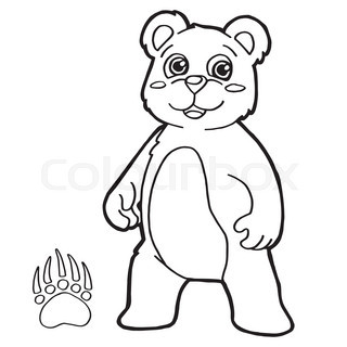320x320 Outlined Happy Teddy Bear Raising His Arms. Coloring Page Stock