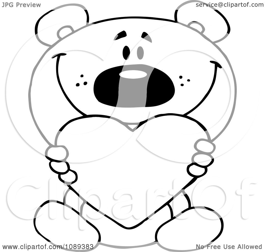 1080x1024 Clipart Outlined Teddy Bear Holding A Valentine Heart