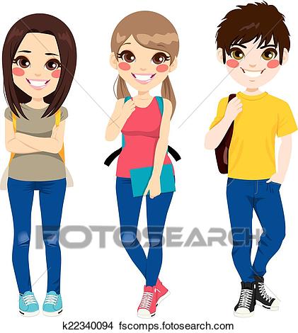 421x470 Clipart Of Back To School Teenagers K22340094