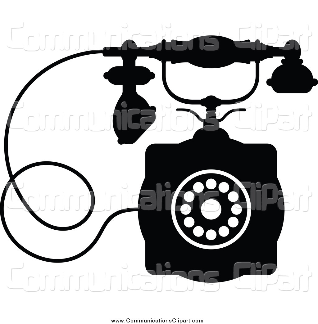 1024x1044 Communication Clipart Of A Black And White Desk Telephone By