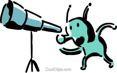 480x300 Alien Looking Through A Telescope Royalty Free Vector Clip Art