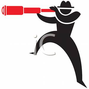 300x300 Free Clipart Image A Silhouette Looking Through A Telescope