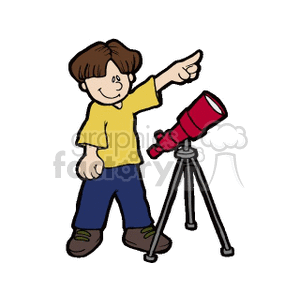 300x300 Royalty Free A Boy With A Telescope Pointing