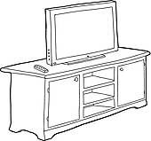 170x159 Clipart Of Outlined Cabinet And Tv K21883900