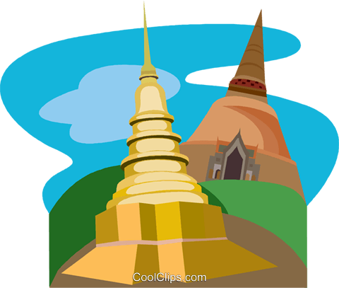 480x407 Buddhist Temple Of Lamphun Royalty Free Vector Clip Art