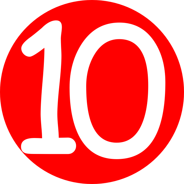 600x600 Red, Rounded,with Number 10 Clip Art