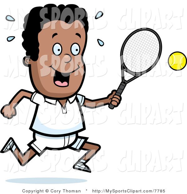 600x620 Sports Clip Art Of A Black Tennis Boy With A Tennis Racket