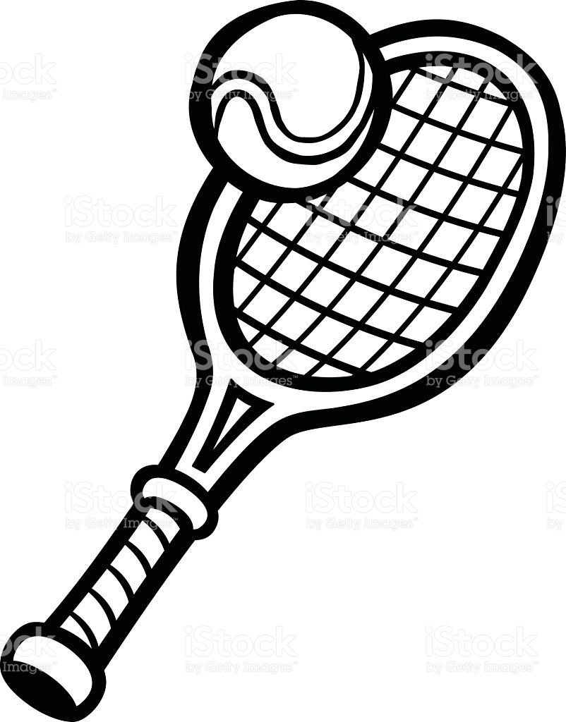 802x1024 Tennis Ball And Racket Black And White Collection