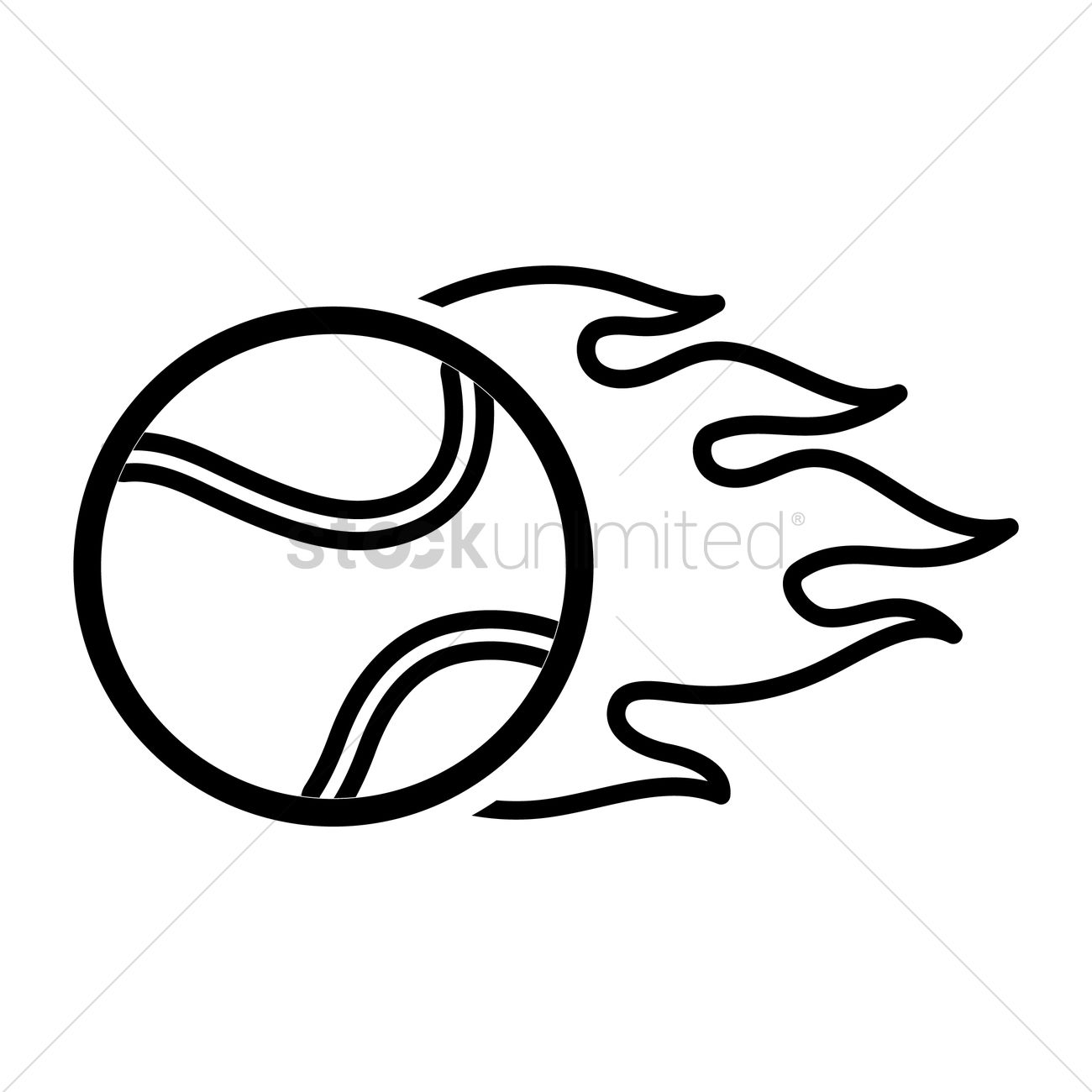 1300x1300 Tennis Ball On Fire Vector Image