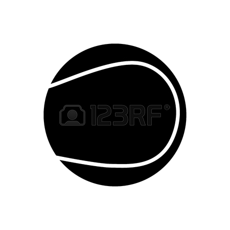 450x450 Black Tennis Ball Silhouette Isolated On White Background Stock
