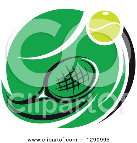 450x470 Clipart Of A Green White And Black Tennis Ball And Racket Logo