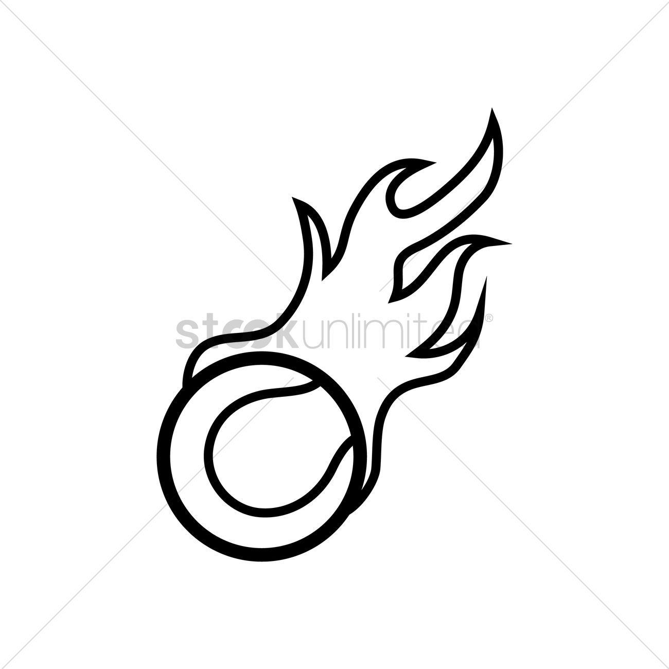 1300x1300 Tennis Ball On Fire Vector Image