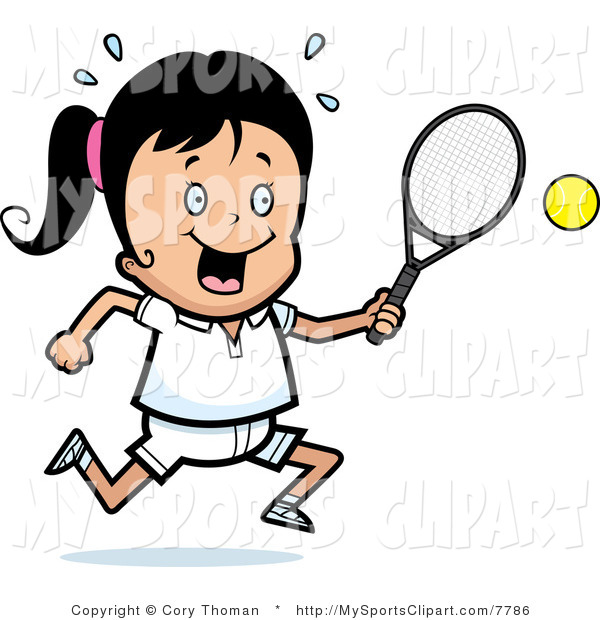 600x620 Sports Clip Art Of A Girl With A Tennis Racket And Ball By Cory