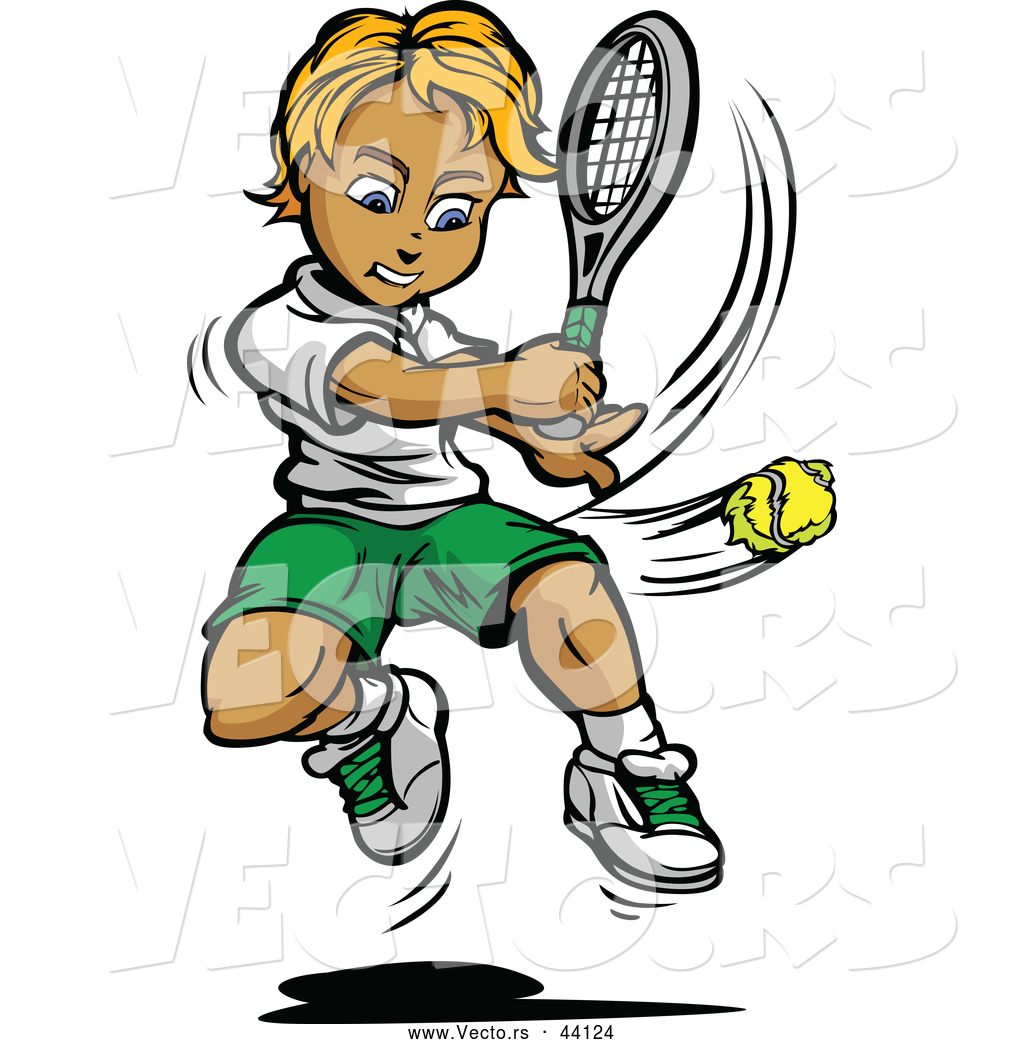 1024x1044 Vector Of A Competitive Cartoon Tennis Player Swinging