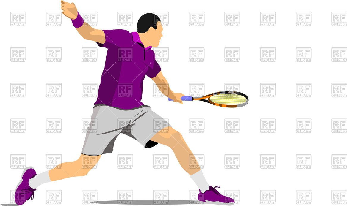 1200x694 Tennis Player Returns A Ball Royalty Free Vector Clip Art Image