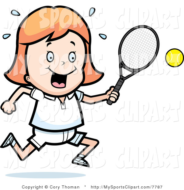 600x620 Sports Clip Art Of A Blond Tennis Girl Swinging Her Racket