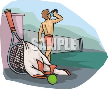 350x287 Royalty Free Clip Art Image Cartoon Of A Guy Drinking Water After