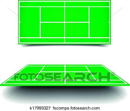 450x386 Clip Art Of Tennis Court With Perspective K17993327