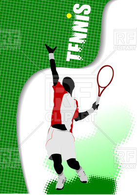 281x400 Poster With Tennis Player On Green Wavy Background Royalty Free
