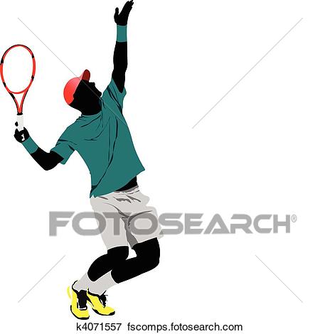 450x470 Clip Art Of Tennis Player. Colored Vector Illu K4071557