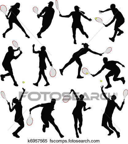 417x470 Clipart Of Tennis Players K6957565