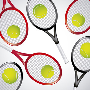 300x300 Seamless Background With Tennis Rackets And Balls Illustration