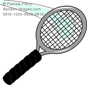 300x295 Clip Art Image Of A Cartoon Tennis Racket