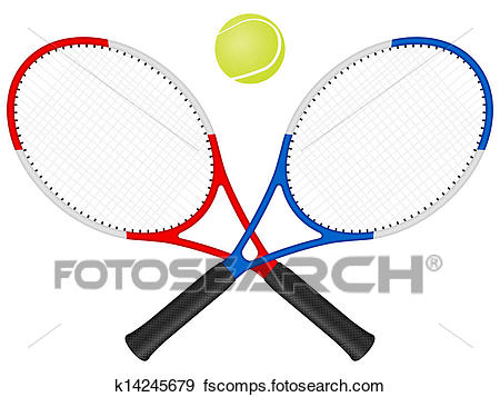 450x357 Clip Art Of Tennis Rackets And Ball K14245679