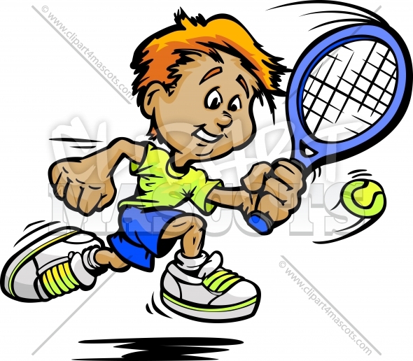 590x516 Tennis Boy Clipart Graphic Vector Cartoon