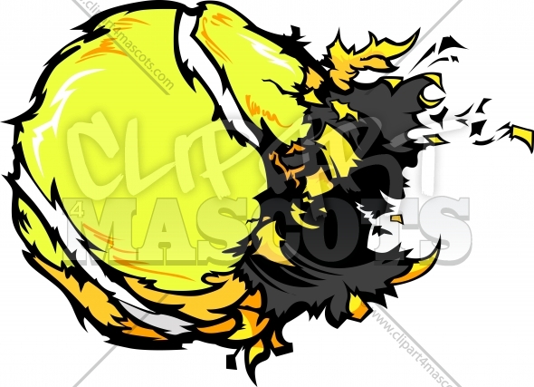 590x427 Exploding Tennis Ball Graphic Vector Logo