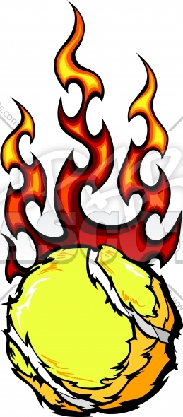 259x590 Flaming Tennis Ball Graphic Vector Logo