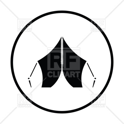 400x400 Thin Circle Design Of Touristic Tent Icon Royalty Free Vector Clip