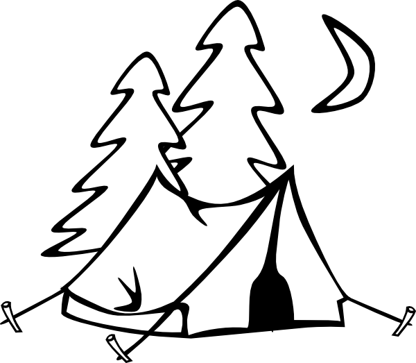 600x523 Camping Tent Black And White Clipart