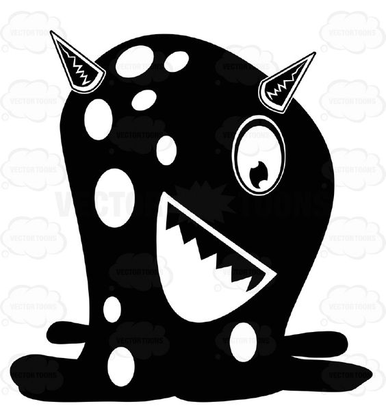 564x596 One Eyed Tentacle Octopus Black Ink Monster With Horns And Teeth