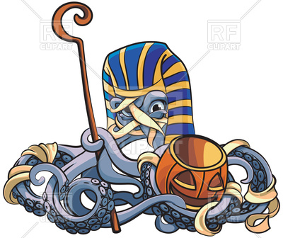 400x336 Mummified Octopus With Staff And Halloween Pumpkin In His