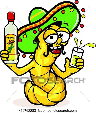 401x470 Clipart Of Drunk Tequila Worm K19762283