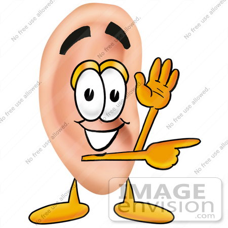450x450 Clip Art Graphic Of A Human Ear Cartoon Character Waving