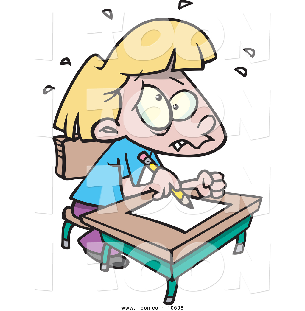 1024x1044 Royalty Free Cartoon Of A Stressed Blond Caucasian School Girl