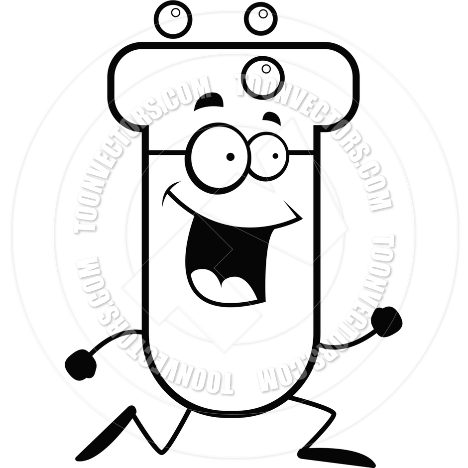 940x940 Test Tube Running (Black And White Line Art) By Cory Thoman Toon