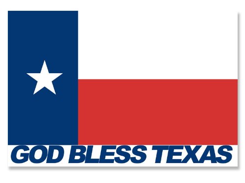 500x375 God Bless Texas Sticker (Tx Flag Christian Decal)
