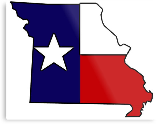 550x433 Missouri Outline Texas Flag Metal Prints By Artisticattitud